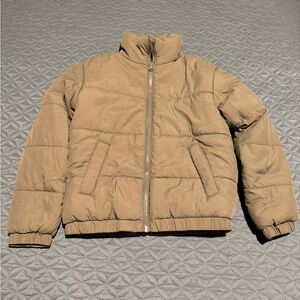 Art Class Cozy Tan Puffer Jacket